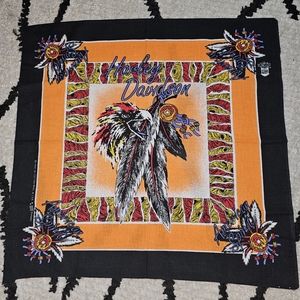 Vintage Rare Print Harley Davidson Eagle Feather Orange American Spirit Bandana
